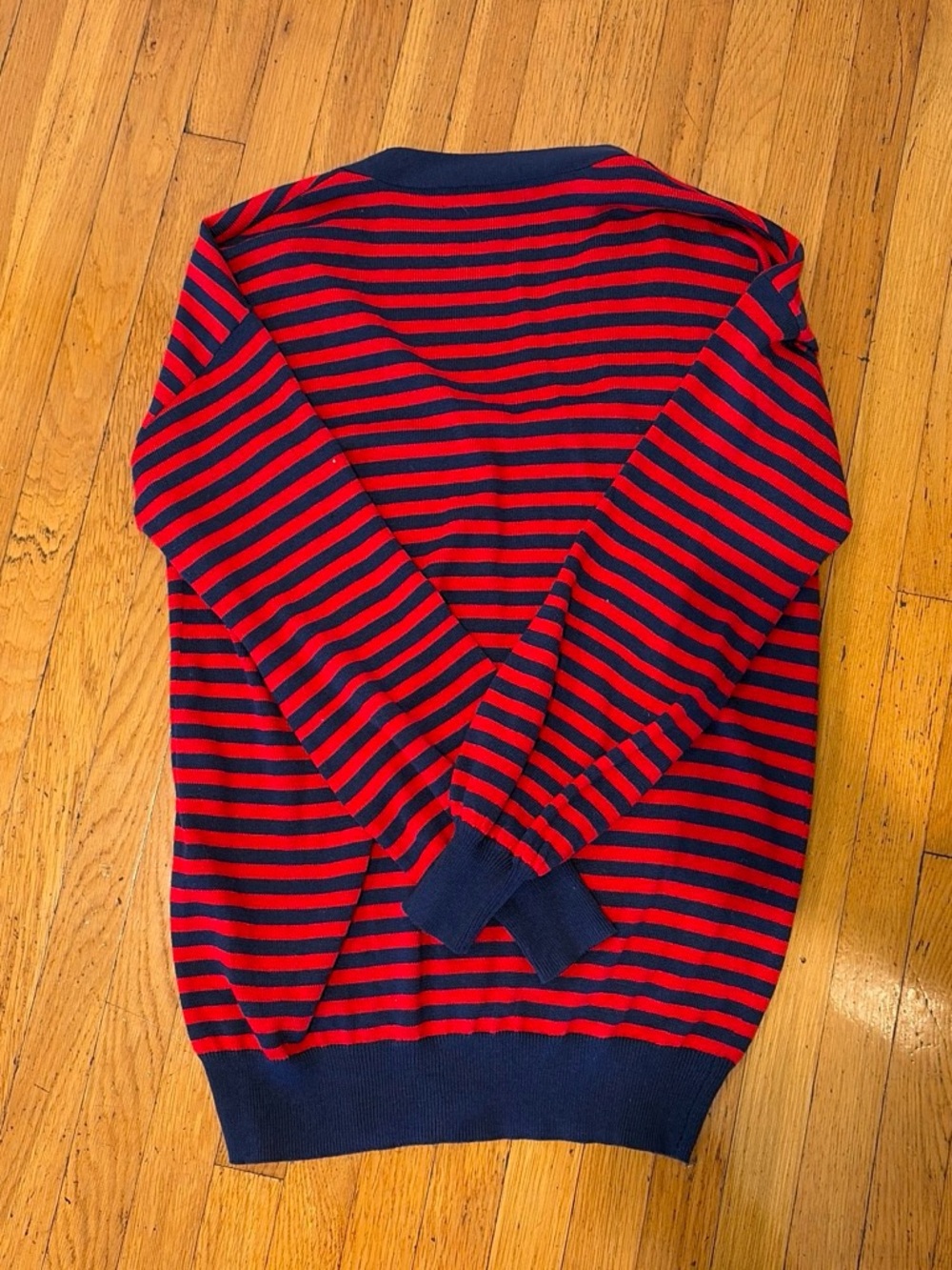 Revolve X House of Harlow Striped Red and Navy Button-Up Cardigan - Picture 2 of 4
